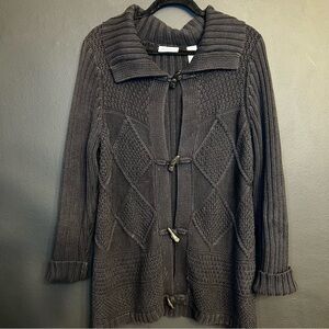 Liz Claiborne Charcoal Toggle Cardigan